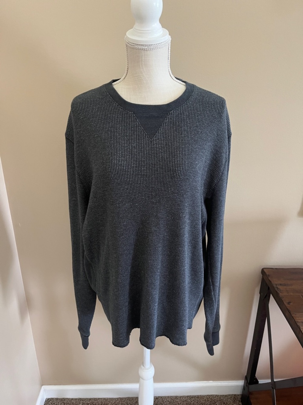 Men's Charcoal Thermal Crew Neck Top